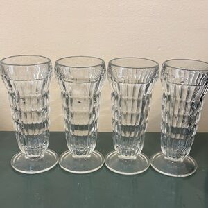 Vintage Jeannette Glass Co. mini-parfait or juice ribbed glasses. Set of 4